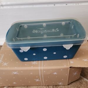 Temptations Blue and White Polka Dot Covered Food Storage Dish